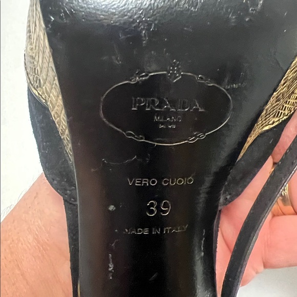 Prada Black and Tan Women's Heels - Picture 3 of 5